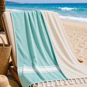 Fouta éponge - Bleu turquoise
