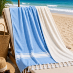 Fouta éponge - bleu ciel